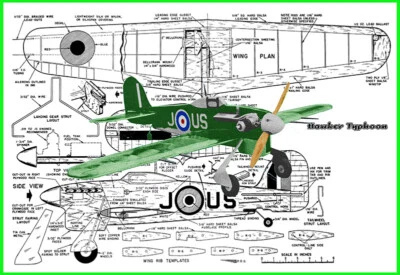 Model Airplane Plans (UC): Hawker Typhoon 31" Combat for .09-15 by Paul DelGatto - Image 1 of 2