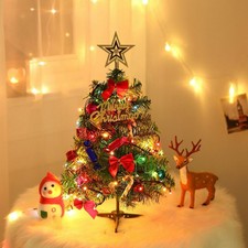 Mini Christmas Tree Decoration Lights Small Accessories Bow Pine Cone Xmas Decor