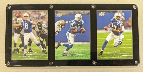 INDIANAPOLIS COLTS 3 CARD PLAQUE PEYTON MANNING MARVIN HARRISON REGGIE WAYNE Cover