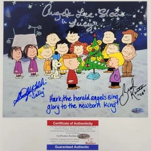 Peanuts Cast signiert 8x10 Foto Charlie Brown Weihnachten Kesten Sloan Tolkin ~ Echtheitszertifikat - Bild 1 von 3