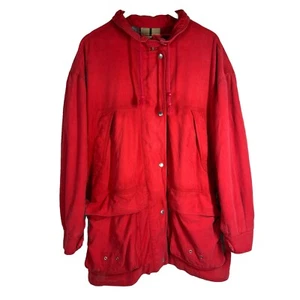 Jones New York Barn Coat Women’s Chore Jacket Red Plaid Lined 90s Large Canvas  - Picture 1 of 7