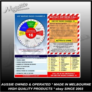 VHF MARINE RADIO CHANNELS - 180mm x 180mm - BOAT SAFETY - DECAL / STICKER - Picture 1 of 1