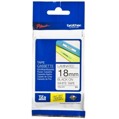 Brother GENUINE 241 TZe-241 Black on White Label Tape Cassette 18mm x 8m - image 1 of 2