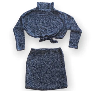 Revamped gray matching set turtleneck long sleeves sweater and skirt XL/L - Imagen 1 de 8