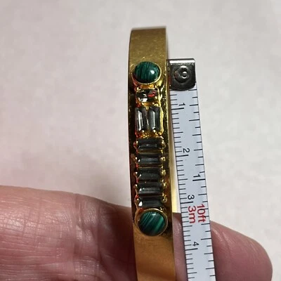 Brazalete Madewell Metal Tono Oro Amarillo Con Piedras Verdes y Transparentes Foto 1 de 4