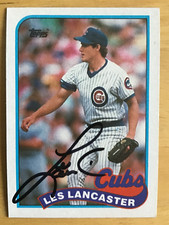 LES LANCASTER CHICAGO CUBS SIGNED TOPPS 1989 CARD #694 AUTOGRAPH