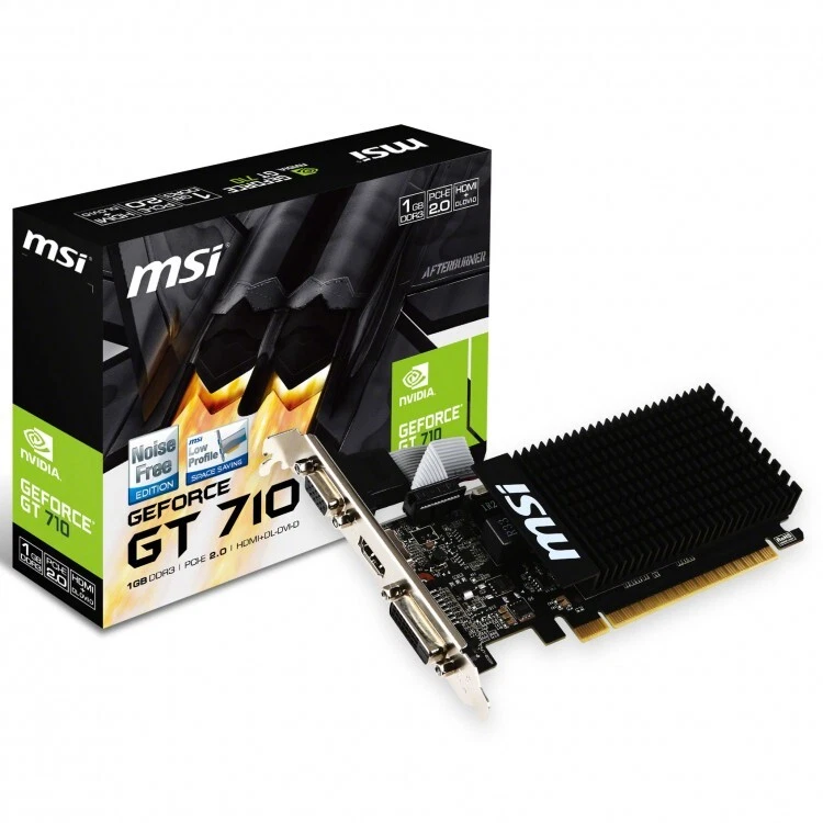 MSI GeForce GT 710 SILENT "Low Profile" 1024MB GDDR3 PCI-Express Graphics Card - Image 1 of 1