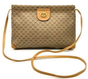 Auth GUCCI Micro GG Brown PVC 870015553 Shoulder Bag NS061162 - Picture 1 of 18