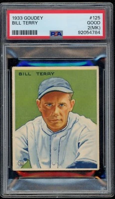 1933 Goudey #125 Bill Terry New York Giants PSA 2 (mk) - Imagem 1 de 2