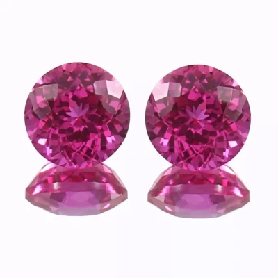 Par de piedras preciosas sueltas certificadas zafiro rosa ceilán corte redondo natural de 70 quilates Foto 1 de 4