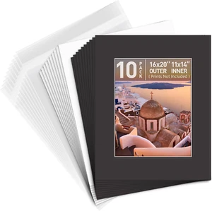 , Confezione 10 Tappetini Foto 16X20 Nero Opachi con Nucleo Bianco Taglio Smussato per 11X14 - Foto 1 di 7