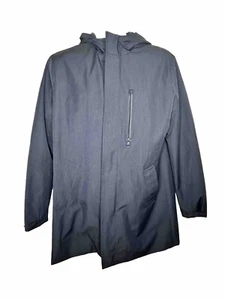 Michael Kors Mens Raincoat Jacket hood zip snap front pockets Blue Coat M - Picture 1 of 14