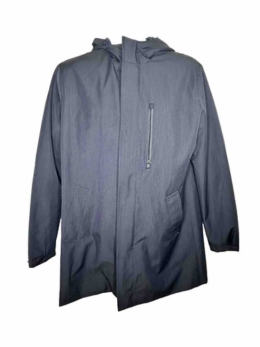 Michael Kors Uomo Impermeabile Giacca Cappuccio Zip Snap Tasche Frontali Cappotto Blu M