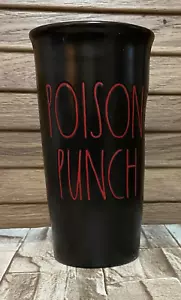 RAE DUNN POISON PUNCH TAZZA DA VIAGGIO caffè bicchiere nero rosso 7" ceramica HALLOWEEN - Foto 1 di 5