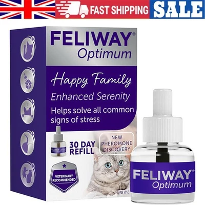 FELIWAY Optimum 30 Day Cat Calming Odourless Refill for Pheromone Diffuser, 48Ml - Image 1 of 4