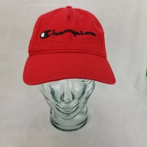 ✅Champion Adjustable OSFA Red Baseball Cap W/3D Script Logo Strapback Hat ✅HOLE* - Picture 1 of 11