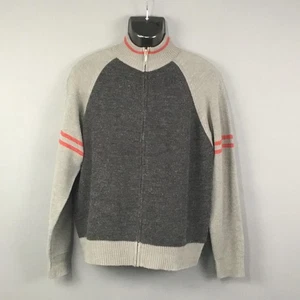 Whispering Smith Sweater Mens Large Gray Full Zip Stand Collar Wool Blend Retro - Picture 1 of 11