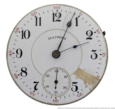 Reloj Bolsillo Illinois 17j Dos Tonos Cuadros 18s Cara Abierta Movimiento Para Piezas Foto 1 de 4