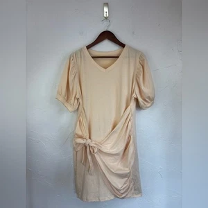 NEU V-Ausschnitt Wickelkleid Creme Off White T-Shirt Kurzarm Fliege Medium Puff - Bild 1 von 7