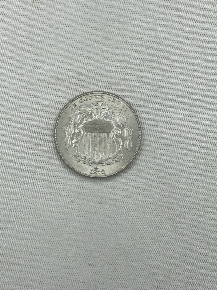 1870 5C Shield Nickel BU Uncirculated Very Nice Coin  and Eye Appeal - Image 1 of 4