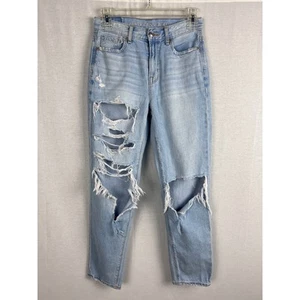 American Eagle Jeans Womens 0 Mom Straight Denim Ripped Distressed Grunge Baggy - Picture 1 of 9