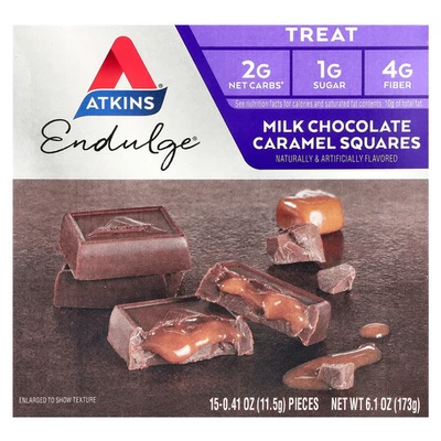 Endulge®, cuadrados de caramelo de chocolate con leche, 15 piezas, 0,41 oz (11,5 g) cada uno Foto 1 de 4