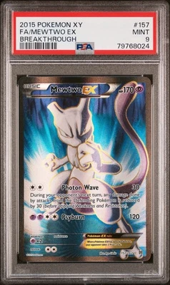 PSA 9 MINT Mewtwo EX 157/162 XY Breakthrough 2015 Pokemon Full Art English - Image 1 of 3