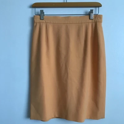 FALDA MUJER ESCADA Pequeña Naranja 100% Lana Recta Lápiz Cremallera Cierre Hasta la Rodilla Foto 1 de 4