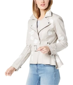 I.N.C Womens Embroidered Motorcycle Jacket, gray, XS - Picture 1 of 1