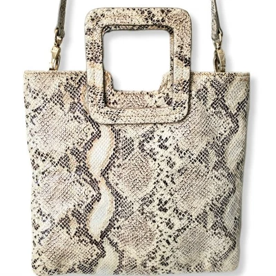 Bolso Bandolera TMRW Cuero Matteo Moderno Neutro Serpiente Metálico Beige Marrón NUEVO Foto 1 de 4