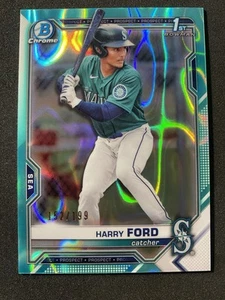 Harry Ford 2021 Bowman Chrome Draft 1st Aqua Lava Refractor/199 Mariners BDC-1 - Imagen 1 de 2