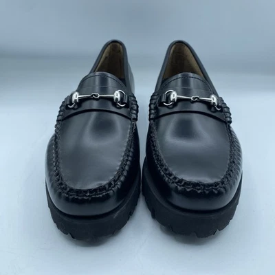GH Bass Weejuns Lianna Bit Super Lug Loafers Women 7.5 Black Leather Boho NWOB - Image 1 of 4