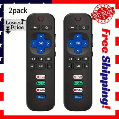 2-Pack New Replacement Remote For All Roku Smart TV TCL Hisense Onn Philips LG - Image 1 of 4