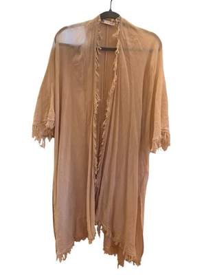 Zara Sun bleached Fringe Ruffle Kimono Poncho Bohemian Size medium - Image 1 of 4