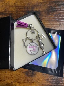 Personalised Sewing Seamstress Dress Maker Key Ring Charm Initial Letter Boxed - Picture 1 of 10