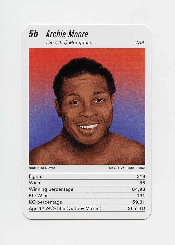 #TN02840 ARCHIE MOORE Swiss Boxing Legends Game Card RARE - Image 1 of 1
