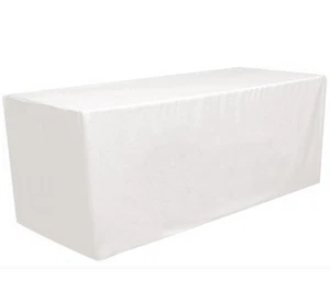 4' ft. x 2.5' ft. Fitted Polyester Tablecloth Table Cover Wedding Banquet White - Picture 1 of 2