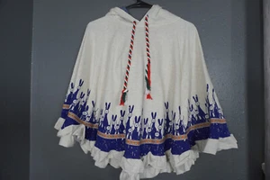 Boutique Kids Grey And Blue Rabbit Bunny Ear Winter Fleece Poncho Size Small - Picture 1 of 9