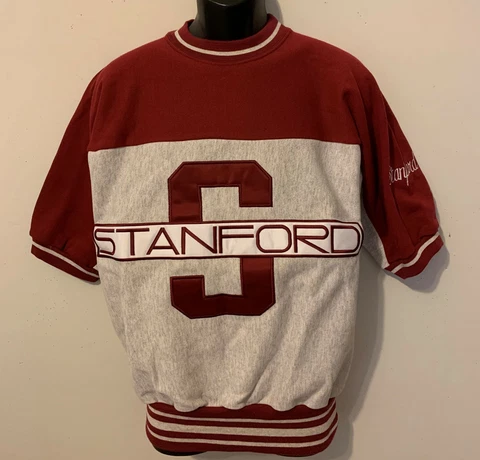 Vintage 80s STANFORD CARDINAL Short-Sleeve Sweatshirt MisterFOX NEW Old Stock SM Cover