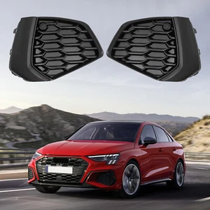 Left and Right Bright Black Fog Light Covers Trim for 2022-2024 Audi A3 S3 PC !! - Picture 1 of 18