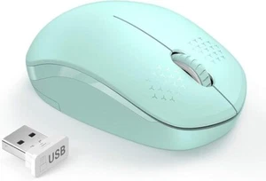 Wireless Mouse, 2.4G  Noiseless Mouse with USB Receiver Mice for PC -Mint Green - Picture 1 of 6