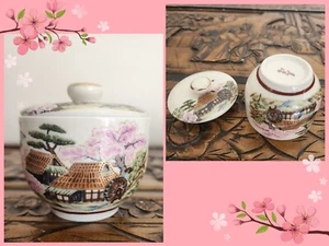 Vintage Japanese Kutani Tea Cup w/Lid Handpainted Mill Cherry Blossoms Pretty! - Picture 1 of 9