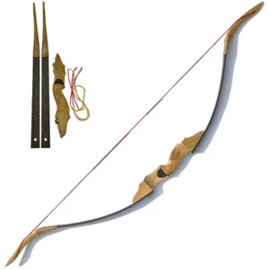 54" Traditional Recurve Bow 30-50lbs Takedown Wooden Horsebow Archery Hunting - Picture 1 of 10