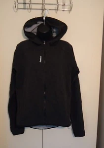 Reebok Black Hooded Jacket Full Zip Cotton Blend Size M - Picture 1 of 6