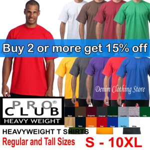 1 NEW PRO CLUB MEN'S BLANK HEAVY WEIGHT CREW NECK SHORT SLEEVE T-SHIRT S - 10XL - Picture 1 of 31