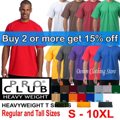 1 NEW PRO CLUB MEN'S BLANK HEAVY WEIGHT CREW NECK SHORT SLEEVE T-SHIRT S - 10XL - Image 1 of 4