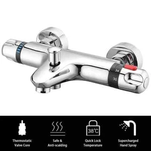 Thermostat Badewannenarmatur Duschset Mischbatterie Wasserhahn Badewanne Armatur - Bild 1 von 7