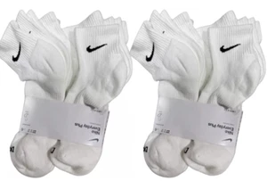 (2 Pack of 6) Nike Everyday Dri-Fit Cushioned QUARTER Socks WHITE Unisex W - Picture 1 of 5