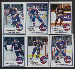 1989/90 Kraft WINNIPEG JETS Factory Cut Team Set Of 6 Hockey Cards