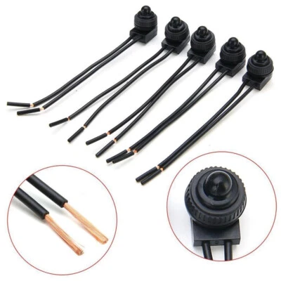 12V Waterproof Push-Button On-Off Switch W/ 4" Lead Wire For Car Boat Motorcycle - Image 1 of 4